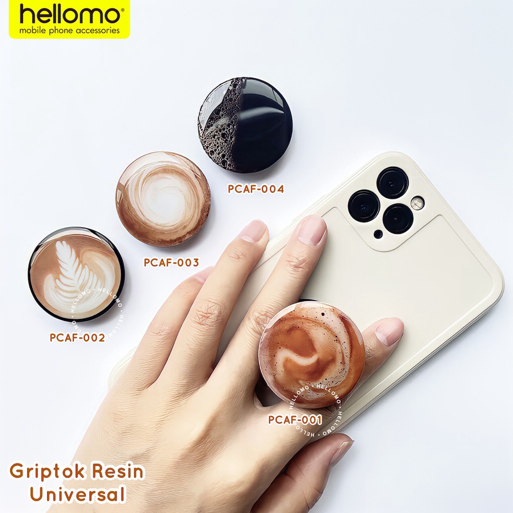 PROMO BESAR Griptok Hp Resin Phone Holder Universal Korean Pop Grip Tok Socket Motif Coffee Pop Ring