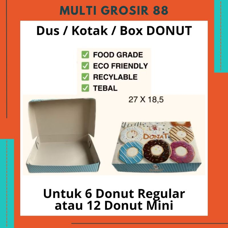 

MG88 1 pcs Dus Kotak Donut Box isi 6 Donut 27 x 18,5 x 5,5 Cm