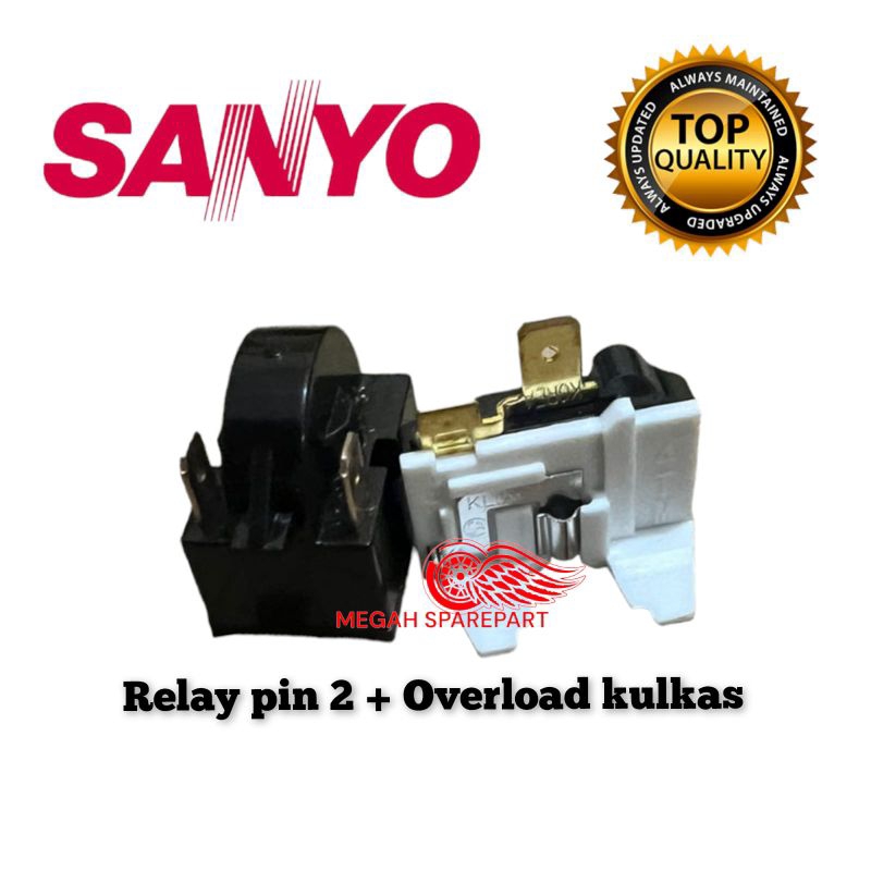 Relay 2 Pin + PTC OVERLOAD kulkas SANYO  1/2 pintu