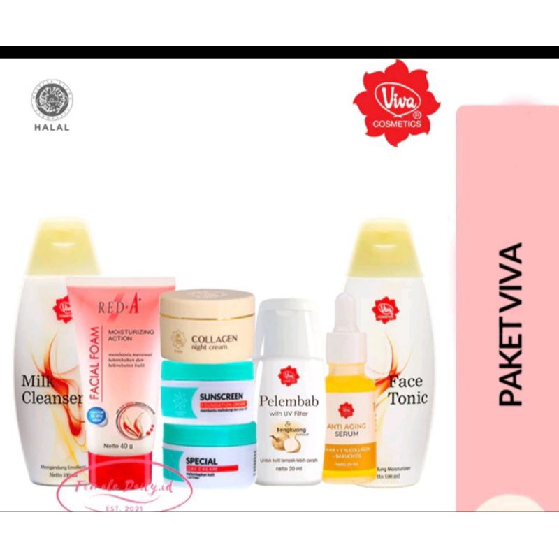 Viva paket skincare flek hitam untuk kulit normal kusam,berminyak isi 8 pcs