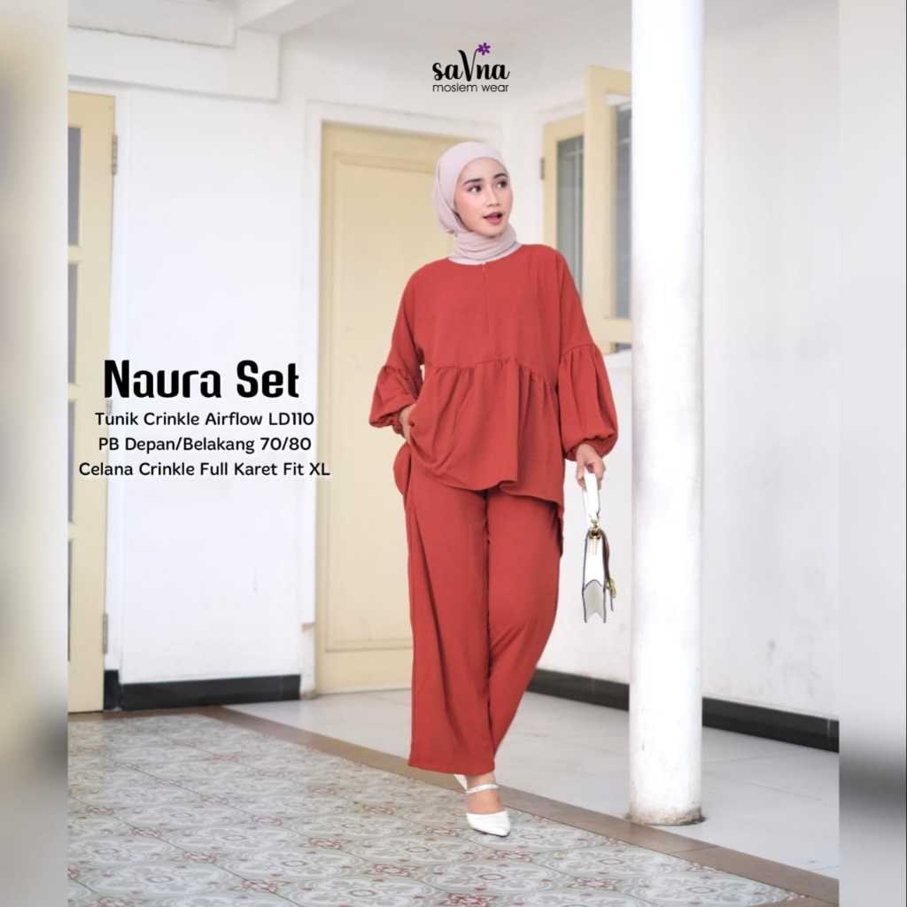 SAVNA LABEL / NAURA SET / NAURA SETELAN / ONESET NAURA / SET CEL CRINKLE / SETELAN CELANA CRINKLE / 