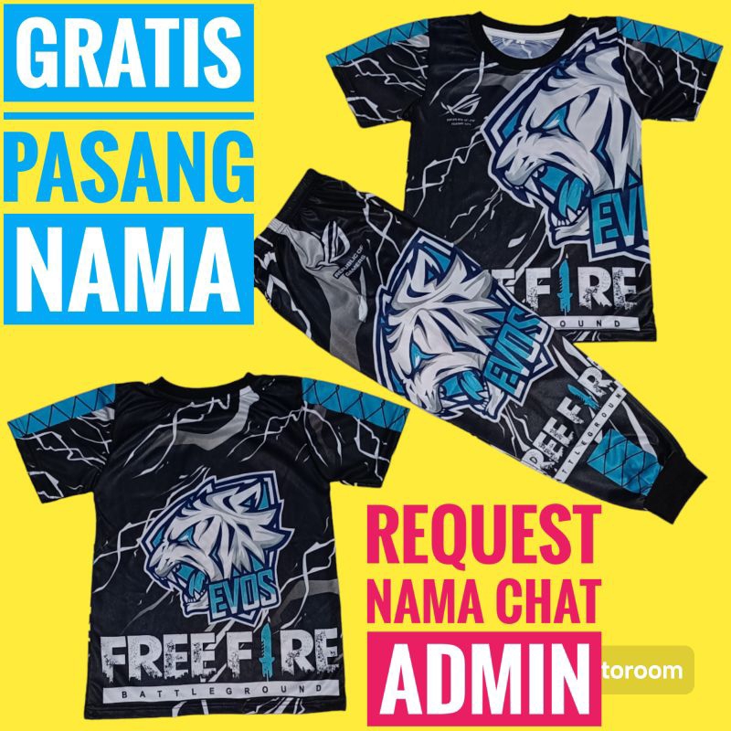 Stelan baju GAMING FREE FIRE BISA CUSTOM NAMA