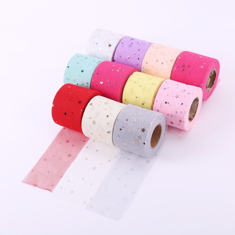 

Pita Tile | Ribbon Tulle Bintang Gold PT042 Meteran
