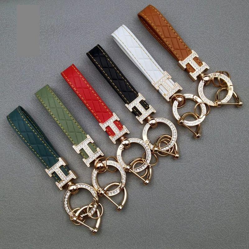 gantungan kunci branded logo H keychain leather accessories tas luxury premium