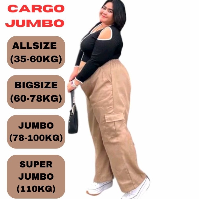 KODE I3Q Celana Cargo Wanita Jumbo Highwaist Premium Cargo Wanita BIG SIZE JUMBO  Kulot Cargo Jumbo 