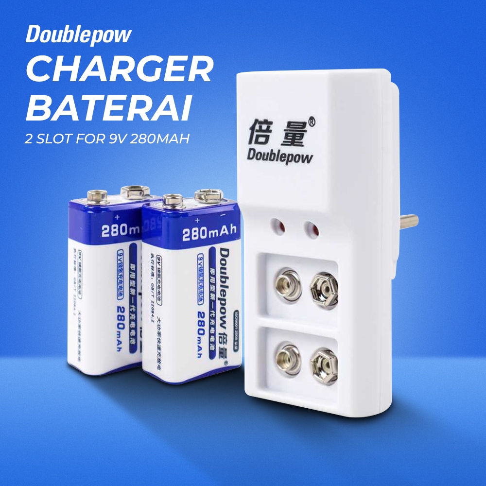Charger Baterai Rechargeable 2 Slot 9V with 9V 2 PCS
