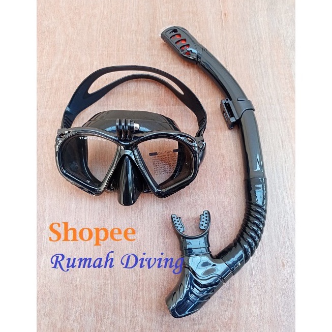 Alat Snorkeling Full Dry Kacamata Masker Selam Scuba Diving Kerangka Underwater Camera GoPro Mount q