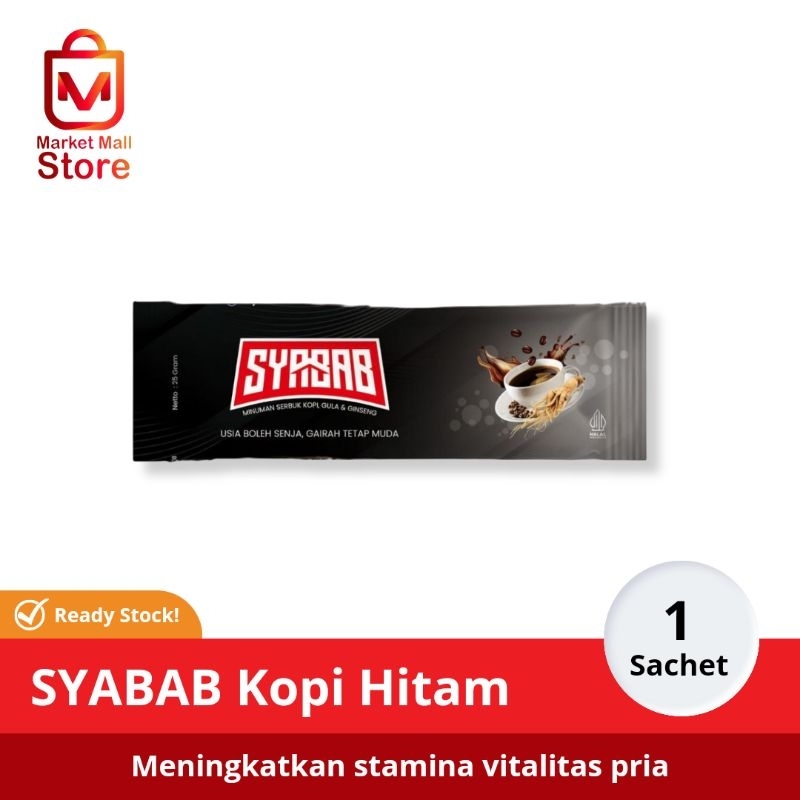 

Kopi Hitam Syabab Minuman Serbuk Kopi Gula & Ginseng by El Ajmala - Meningkatkan Stamina Vitalitas Pria - 1 Sachet