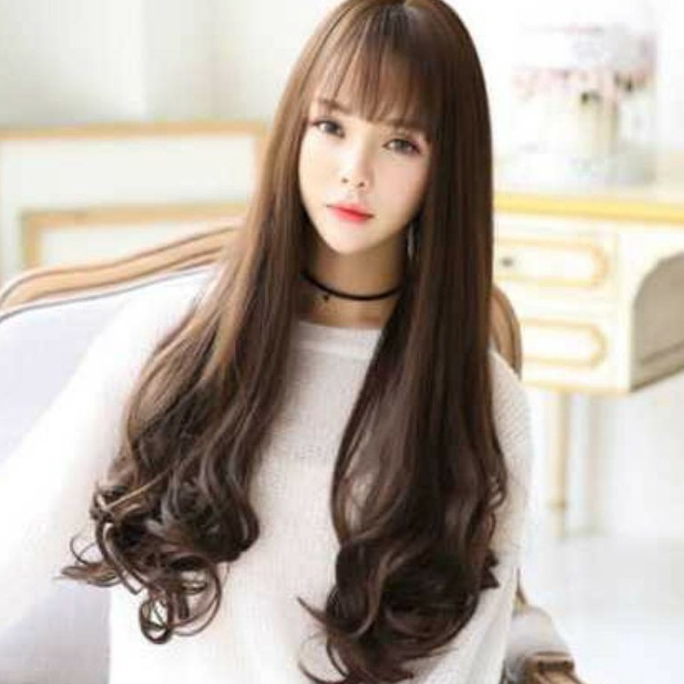KODE C34E wig rambut palsu gelombang panjang wavy keriting wik warna gaya wiq hairclip hair clip wan