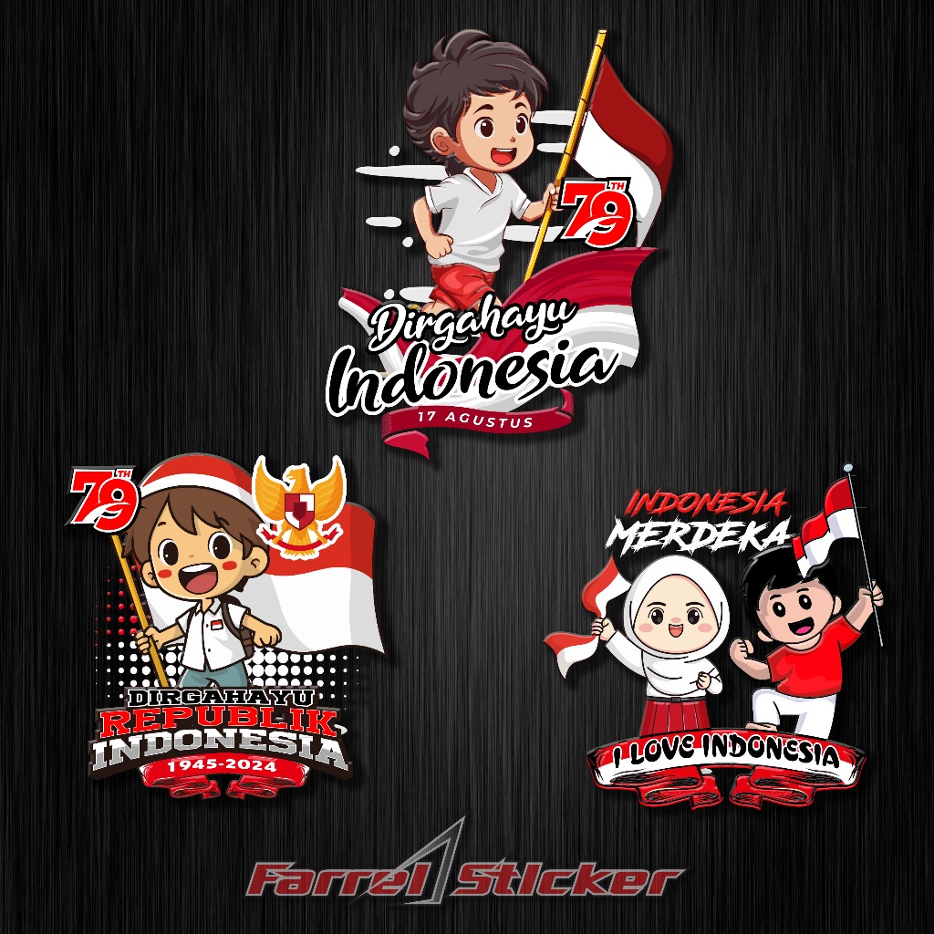 

Sticker Merdeka Stiker animasi agustus bendera UV DTF