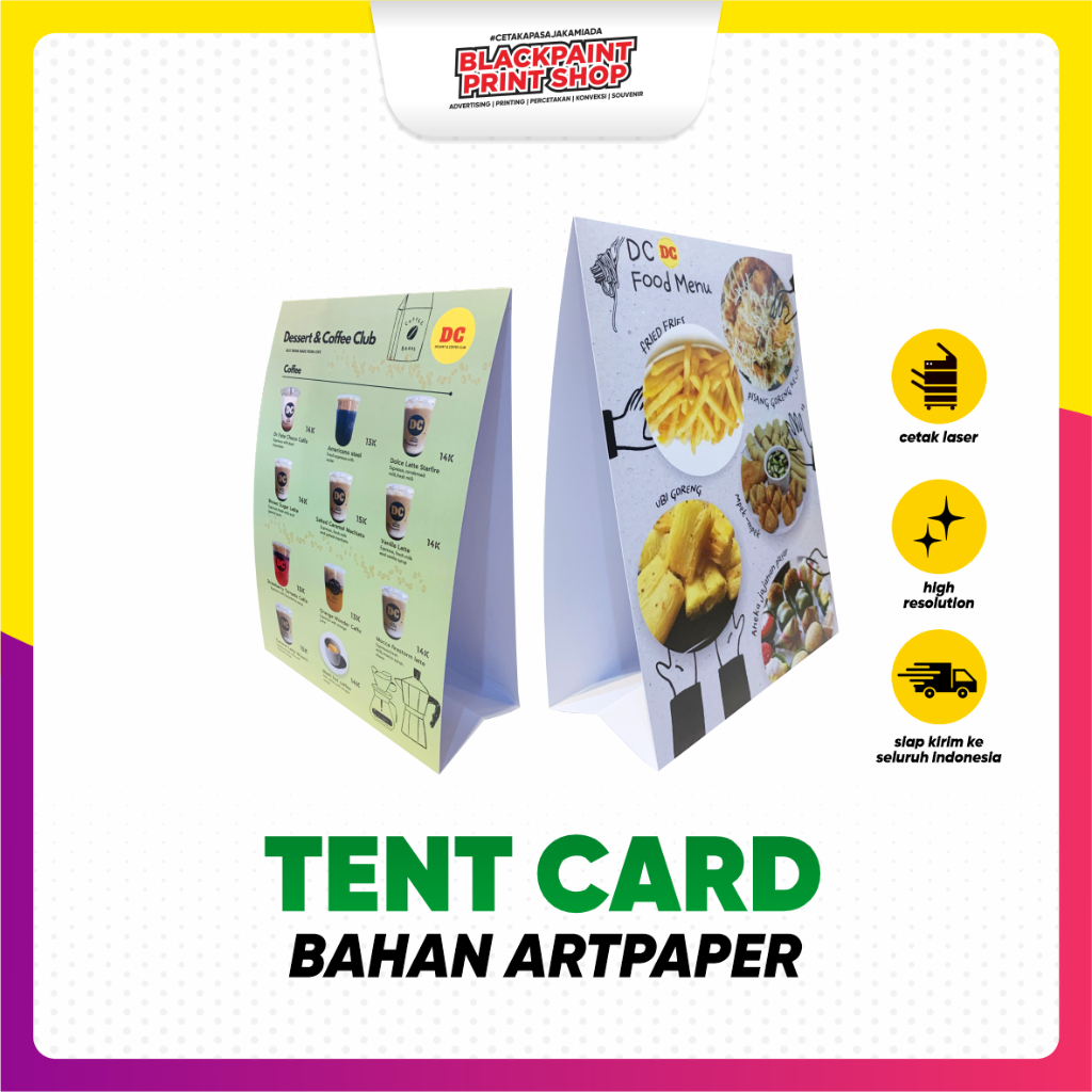 

Tent Card Art Paper ukuran A4 / Tent Card Custom