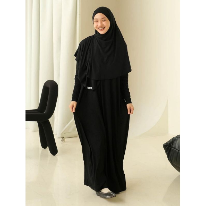Khalewale Plain Loose Abaya Black L