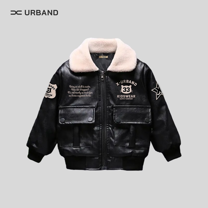 X Urband Absolute Jaket Bomber Anak Kulit Sintetis