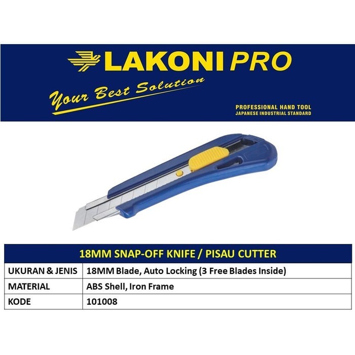 

LAKONIPRO LAKONI PRO - 18 MM UTILITY KNIFE (3 BLADES) (PISAU CUTTER)