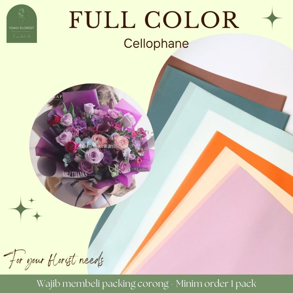 

GROSIR Kertas Buket Bunga Cellophane FULL COLOR isi 20 Lembar