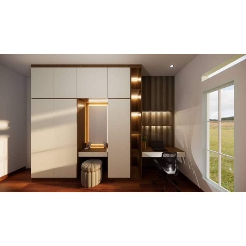 CUSTOME LEMARI KAMAR UTAMA PINTU SWINGS/ MULTIPLEK/PVC 18 MM