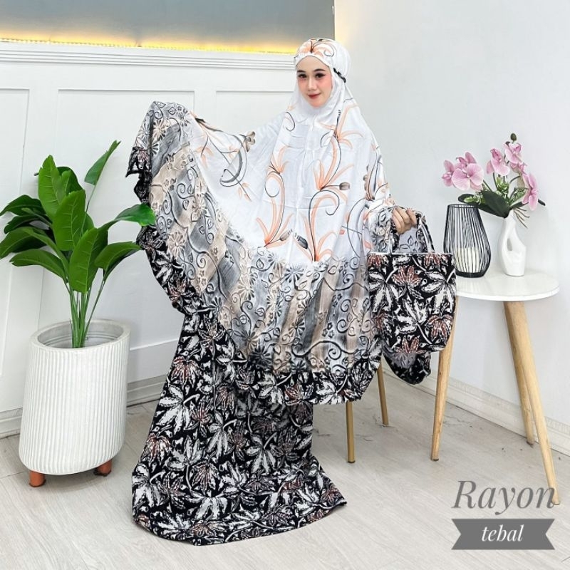 [COD] MUKENA CAP LUKIS RAYON/SANTUNG SAMITEX JUMBO TERBARU FREE TAS