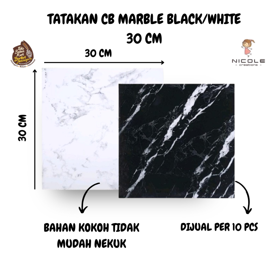 Cb Marble Nicole 30 Cm / Tatakan Kue Motif / Tatakan Marble Premium Tebal
