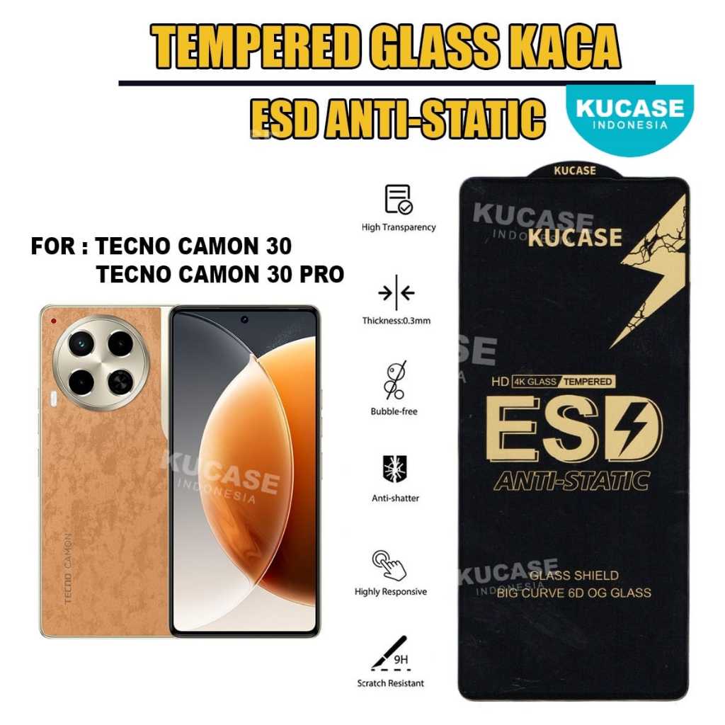 Tecno Pova 6 Tecno Pova 6 Pro Tecno Camon 30 Tecno Camon 30 Pro Temperd Glass ESD Kaca Anti Static F