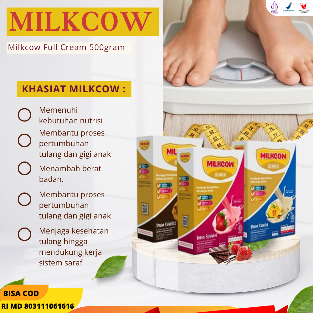 

Susu Milkcow Rasa Strawbery 500 gram Susu Gemuk, Penambah Nafsu Makan, Menaikkan Berat Badan Anak Dan Dewasa 100% Susu Sapi Asli Tinggi Kalsium dan Protein