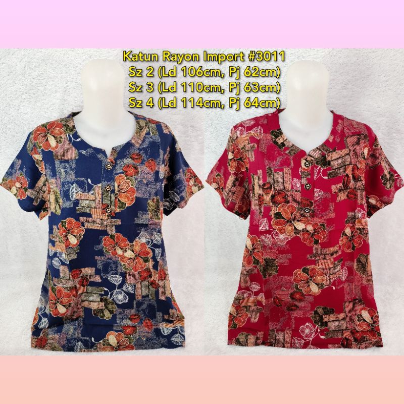 BLOUSE KATUN RAYON WANITA/BAJU ATASAN ORANG TUA #300