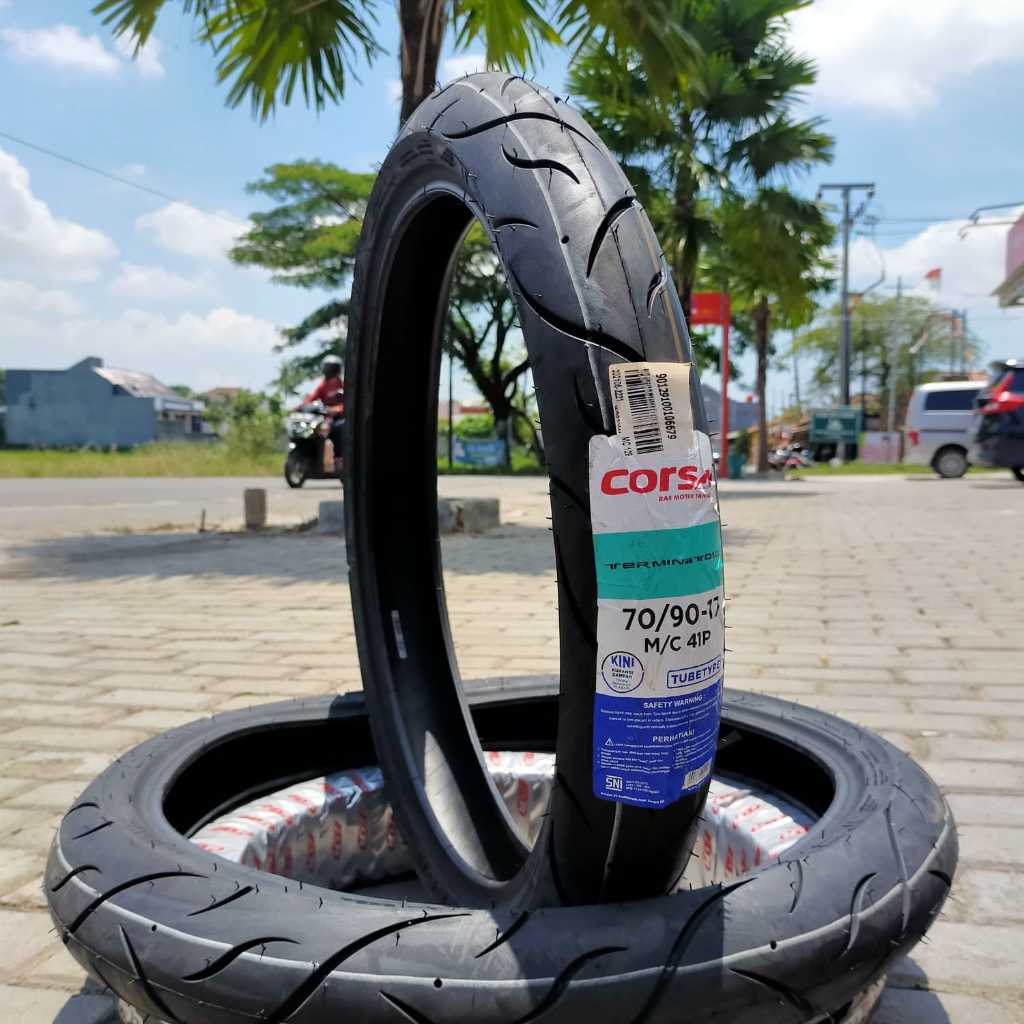 CORSA TERMINATOR 70/90-17 BUKAN TUBLESS BAN LUAR MOTOR BEBEK RING 17 BAN DONAT CORSA