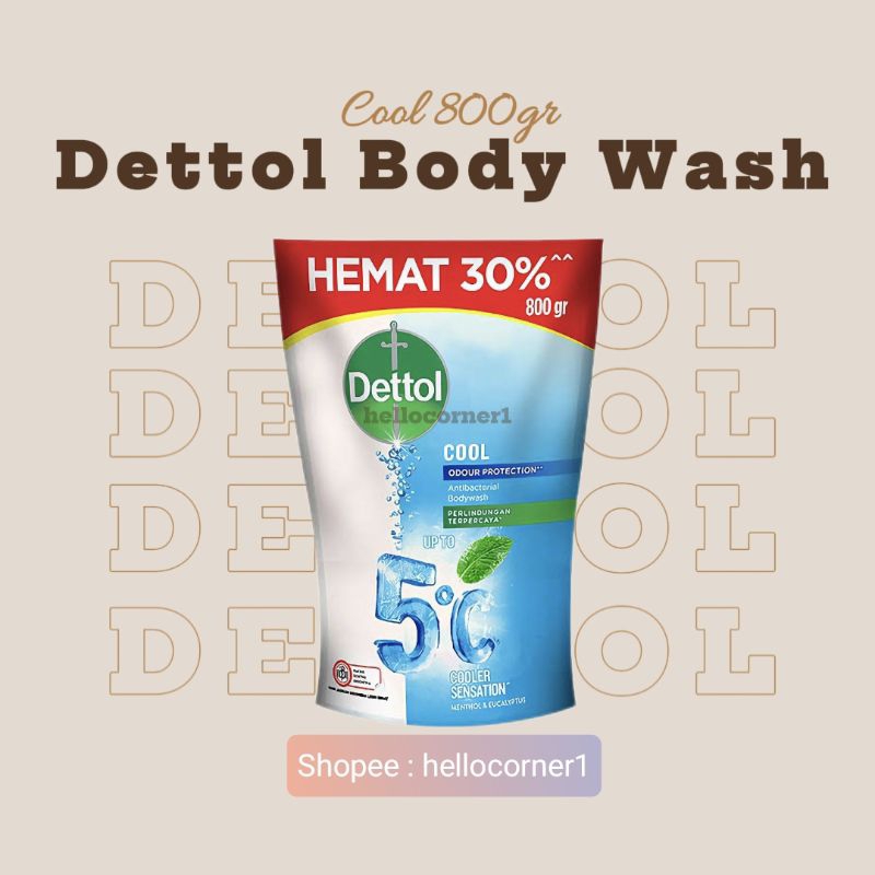 Dettol Cool Body Wash Sabun Mandi Cair Refill 800ml / 800 ml Cool Biru