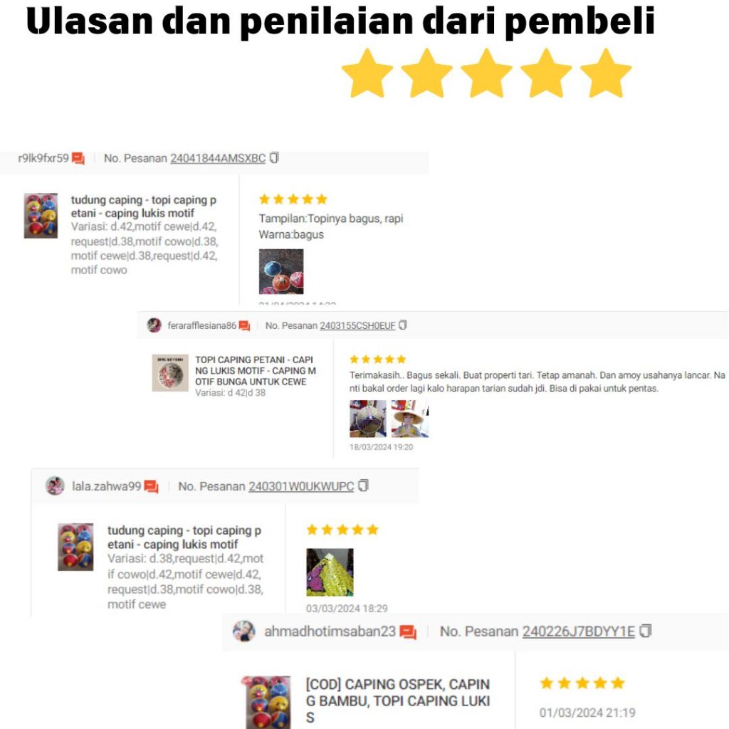 Sumberr Warasss Caping Petani Motif Unik /Topi Caping Untuk Karnaval