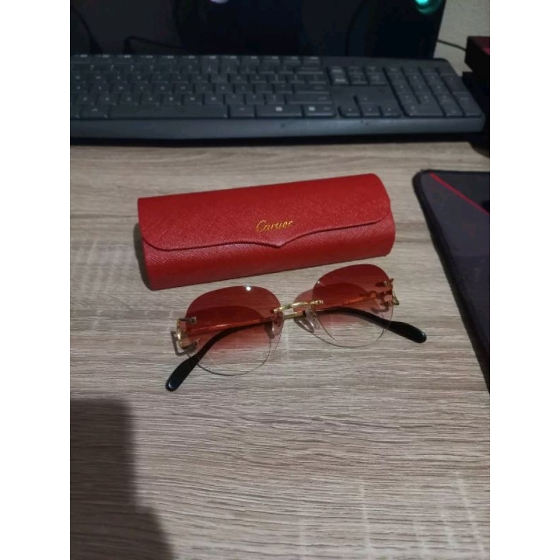 kacamata c de cartier piccadilly sunglasses glasses pria wanita mewah silver gold titanium gradient 