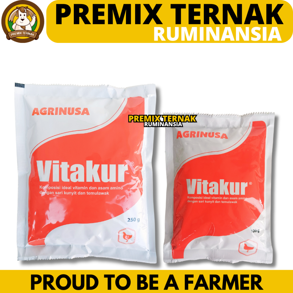 VITAKUR 250 gram & VITAKUR 100 gram - Vitamin Ayam Herbal Kunyit Temulawak Nambah nafsu makan dan na