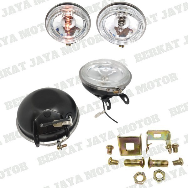 Lampu Tembak Kabut Sorot Halogen Bulat Mika Kuning Universal u/ motor - 1pcs kuning