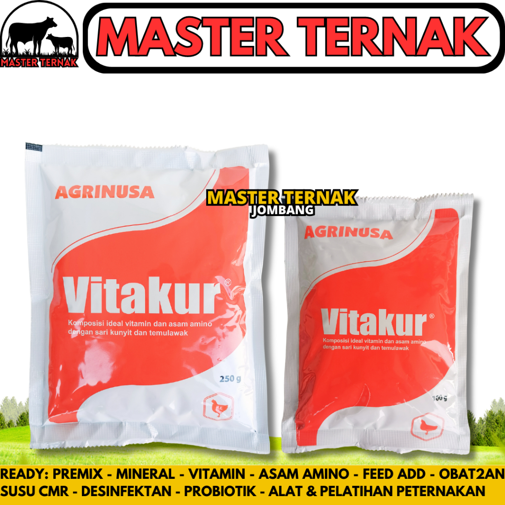 VITAKUR 250 gram & VITAKUR 100 gram - Vitamin Ayam Herbal Kunyit Temulawak Nambah nafsu makan dan na