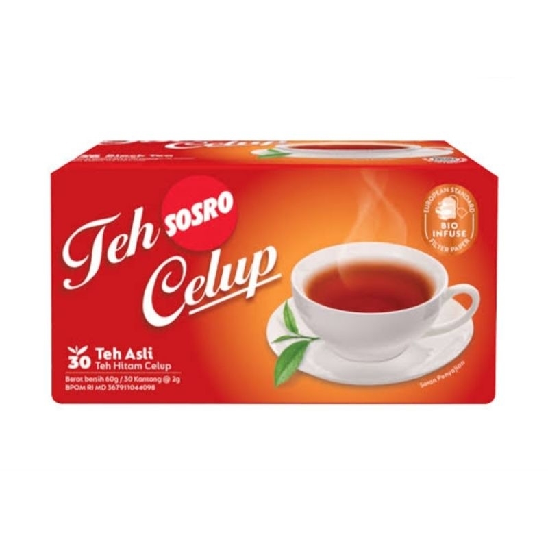 

teh sosro celup teh asli 1box isi= 30 kantong x2gram..