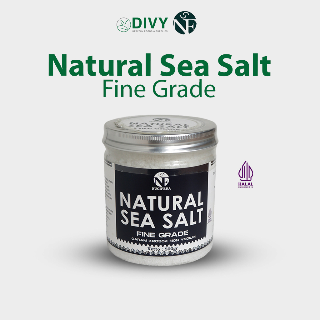 

Garam laut alami Fine Grade Nucifera 500 gr | natural sea salt garam halus untuk aneka masakan dan kue