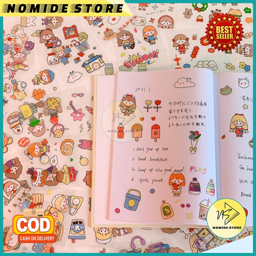 

STOK SEDIKIT Sticker Aesthetic Kartun Lucu Dekorasi DIY Waterproof Hiasan Diary Scrapbook Hp Tumblr MX55