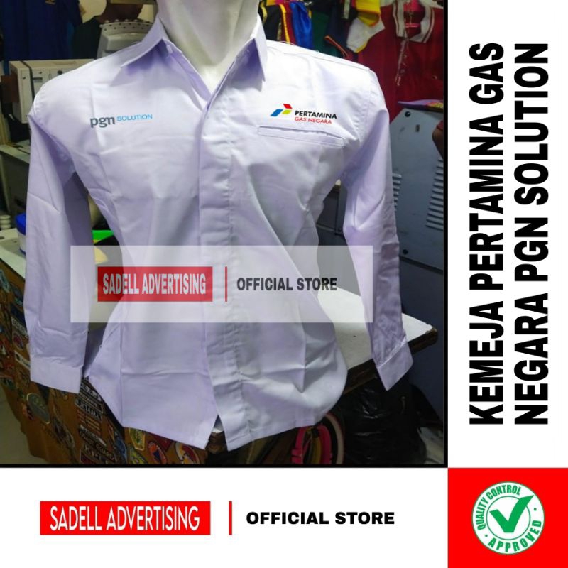 Kemeja Pertamina Gas Negara Seragam PGN Solution Pertamina Gas Negara Putih Lengan Panjang Pria Bord