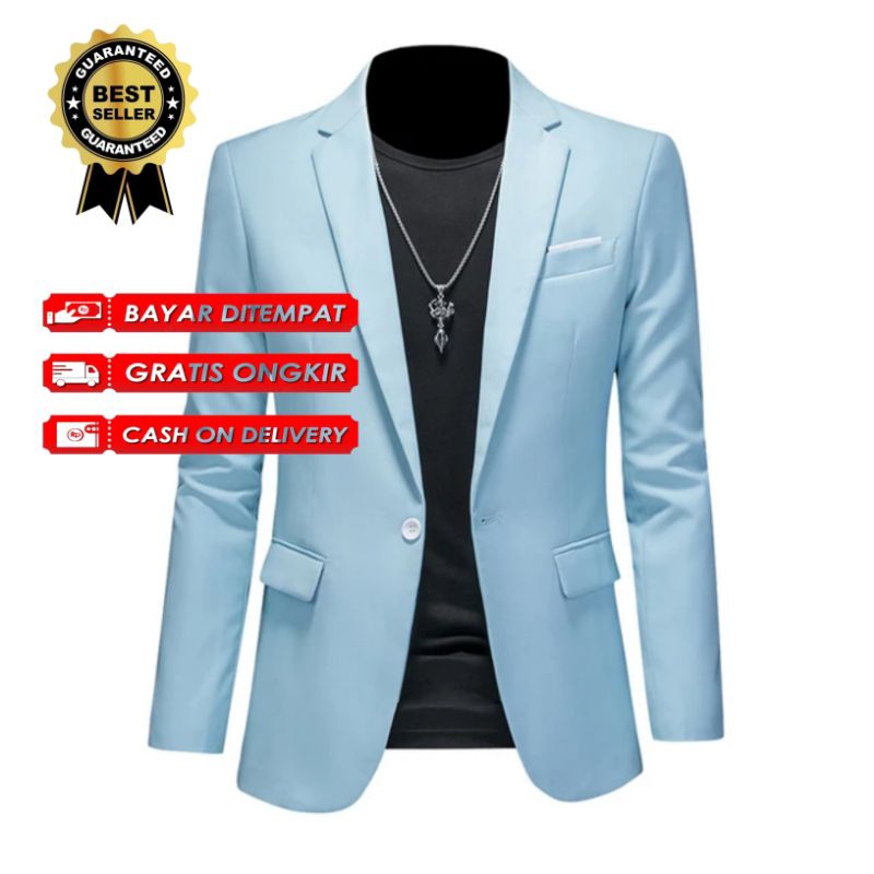JAS BLAZER WARNA BIRU MUDA - set blazer warna biru muda