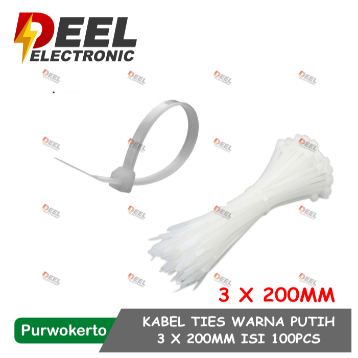 

KABEL TIES 20CM WARNA PUTIH ISI 100PCS CABLE TIES 3X200MM ZIP TIES