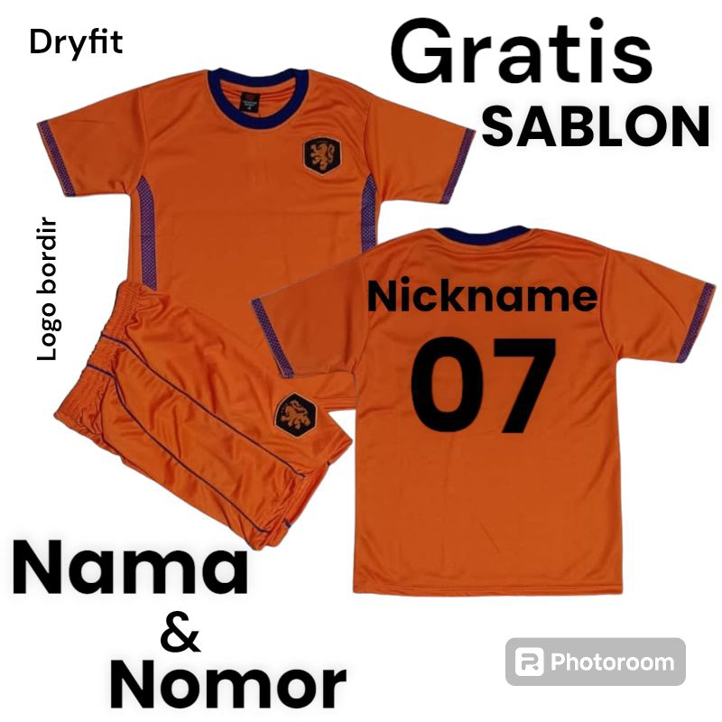 SETELAN JERSEY TIMNAS BELANDA/SETELAN JERSEY BELANDA/SETELAN JERSEY BOLA ANAK