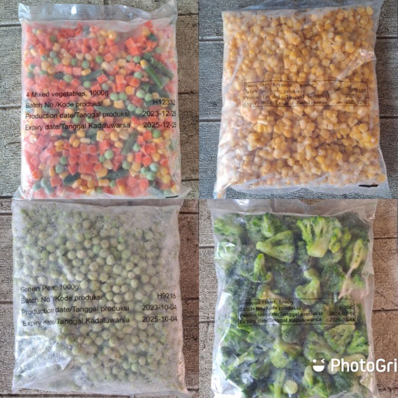 

sayur sayuran beku frozen sayur jagung pipil manis sayur mix vegetable sayur kacang polong sayur brokoli mix vegetable california (brokoli wortel bunga kol ) 1 kg frozen food