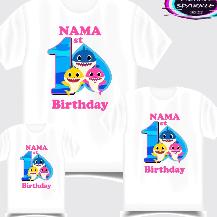 Wow Kaos ulang tahun couple family anak dan dewasa Free Nama Baby Shark  Ky