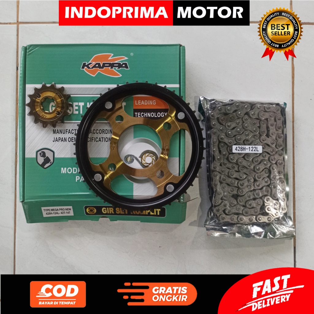 KAPPA GEAR SET KOMPLIT MEGA PRO NEW. GIGI TARIK KOMPLIT HONDA MEGA PRO MONOSOK 2010. VERZA KYE
