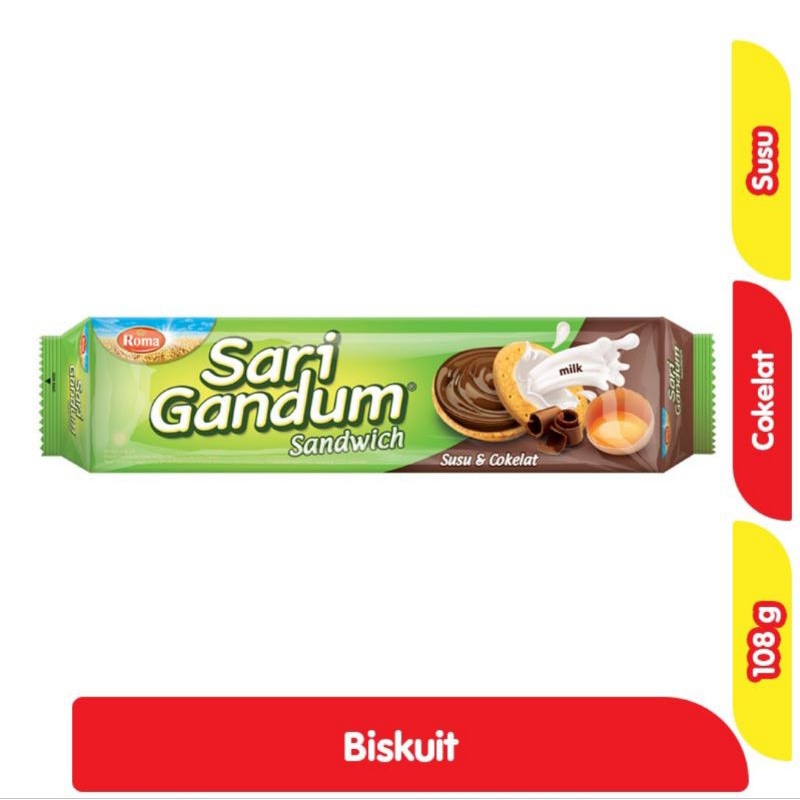 

☘️SEKA☘️ Roma Sari Gandum Sandwich Biskuit Susu & Cokelat 108 g