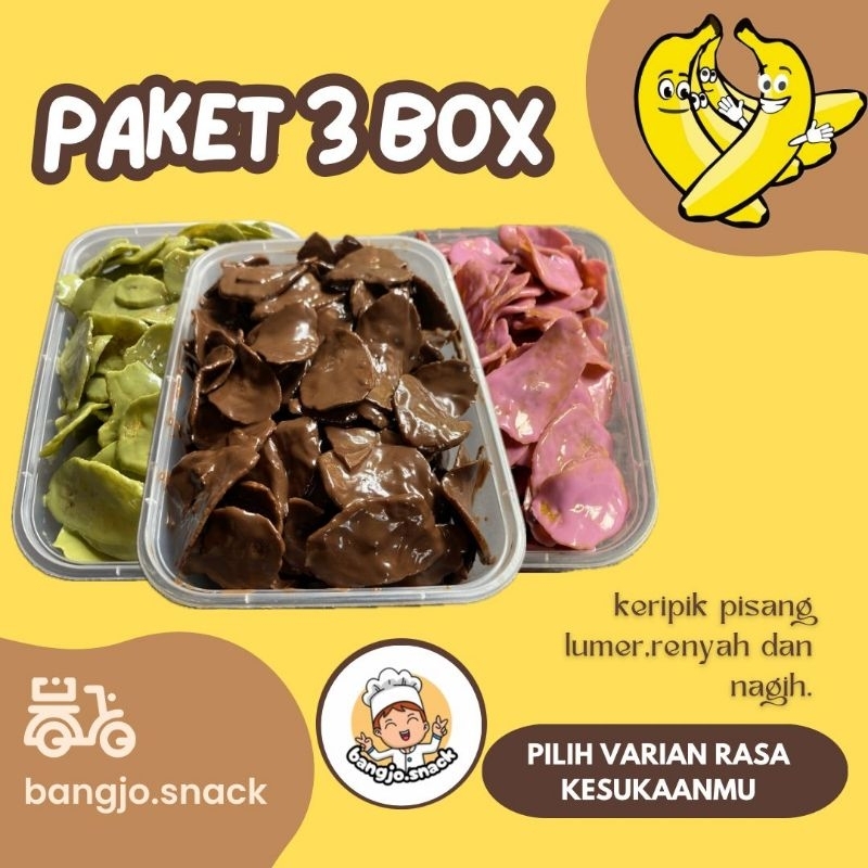 

Paket Hemat Keripik Pisang Lumer BUNDLING 3 Box 450Gram Pisang Coklat Premium
