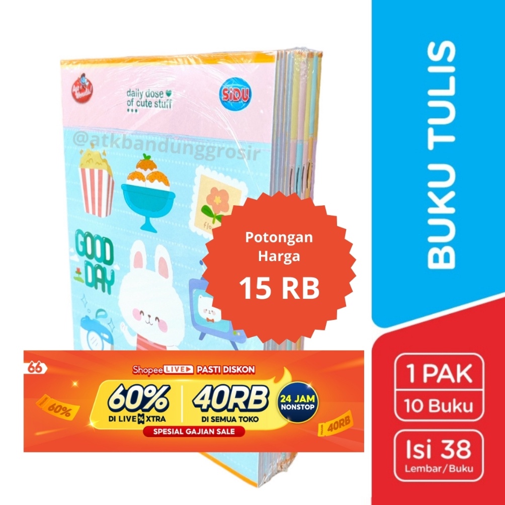 

Pasti Bisaa Buku Tulis Sinar Dunia 38 Lembar SIDU Ukuran Qwarto Cover Random pack 1 buku