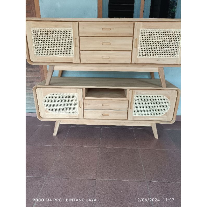 Meja TV bufet rak tv rotan Murah Terbaru