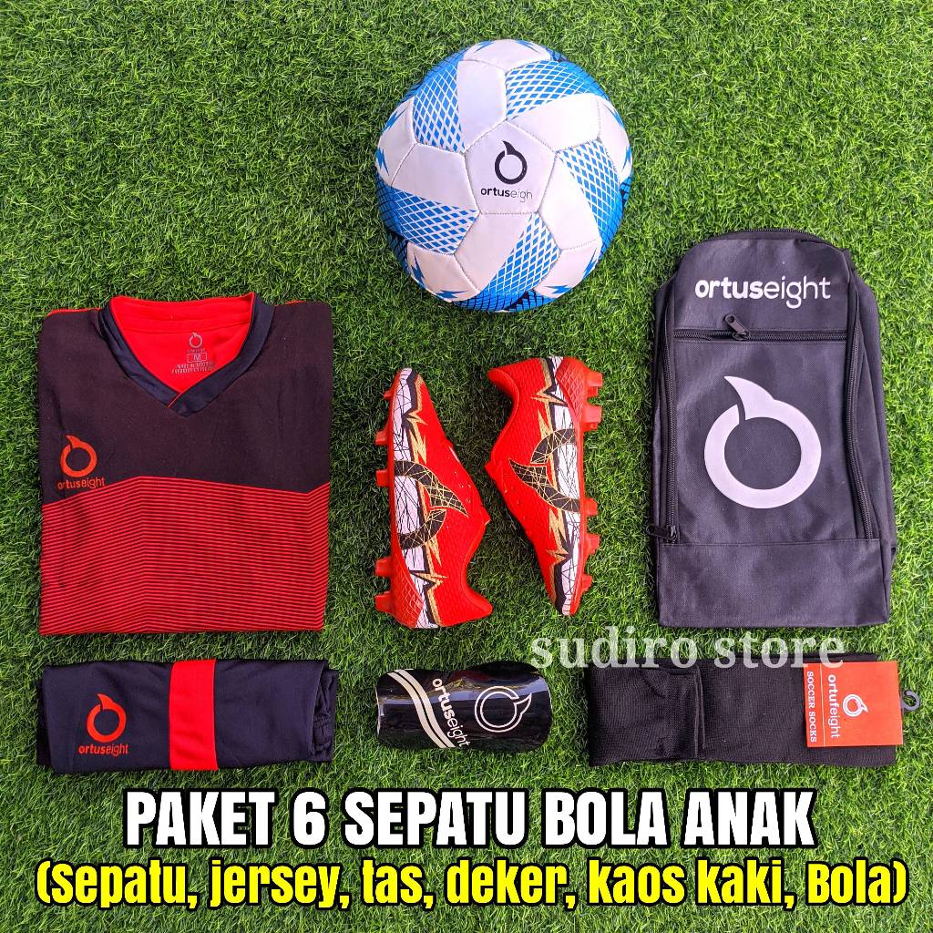 Awet Promo  Paket Komplit Sepatu Bola Anak Ortuseight Grade Original Terbaru, Sepatu Bola Anak Sd