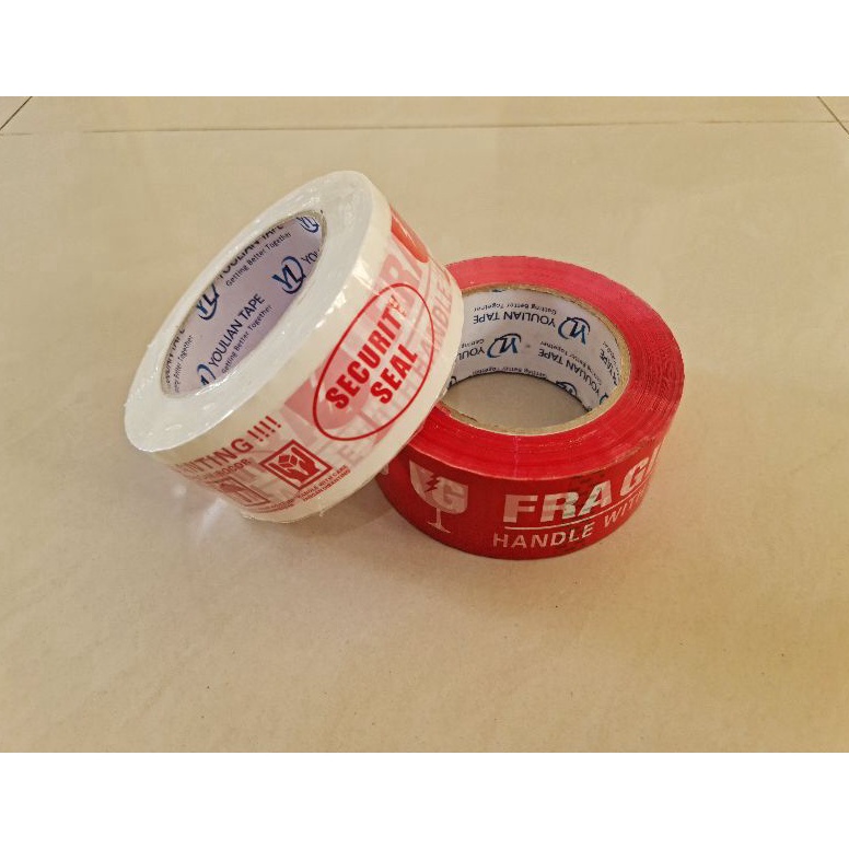 

New Recommended YouLian LAKBAN FRAGILE MERAH dan PUTIH 2inch48MM x 2 Yard Lakban OPP Isolasi OPP Fragile Video Unboxing Asli 2 yard Fragile Puith