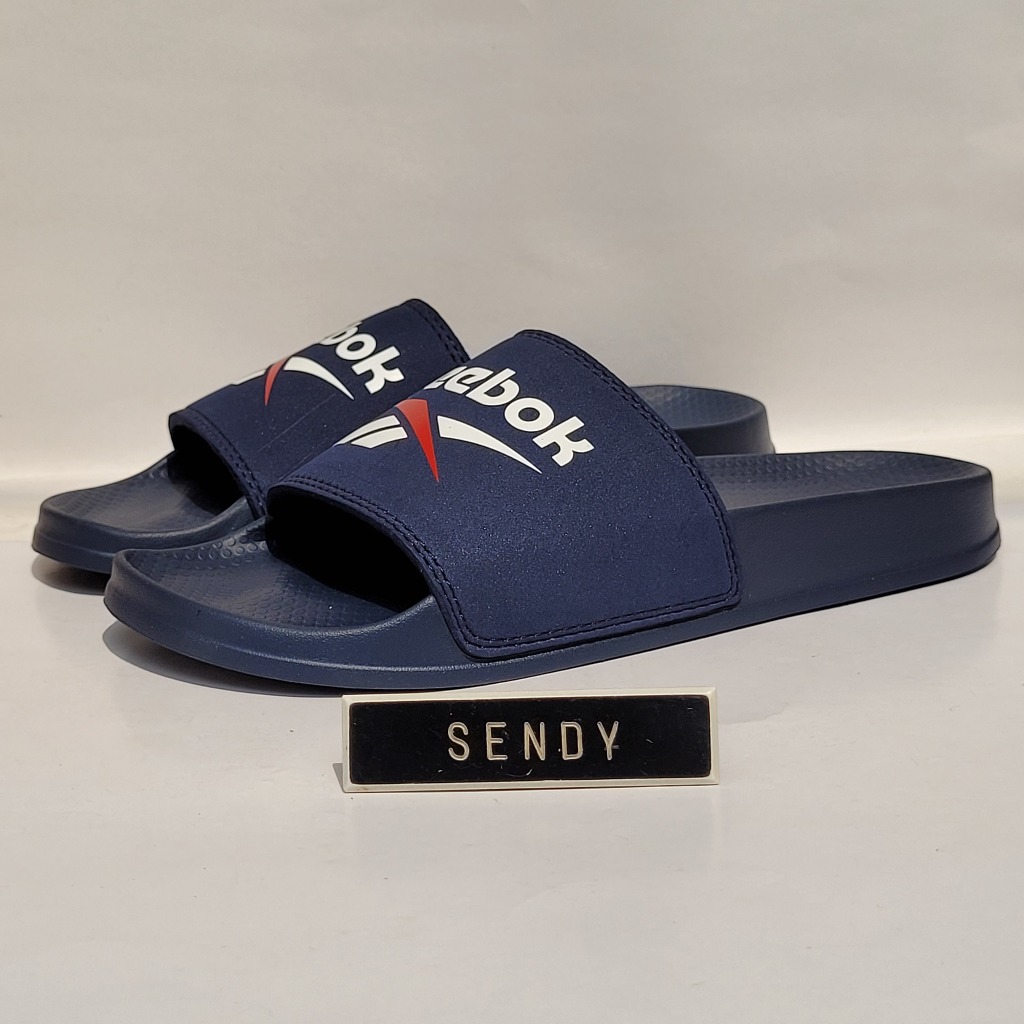 Reebok Fulgere Slide Original 100% Ori FZ0946 Navy White Red Warna Biru Slides Sandal Sendal Pria Co