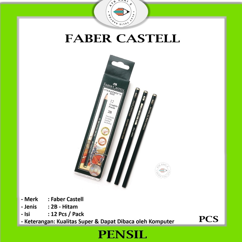 

FABER CASTELL Pencil Tulis FB 9 2B Varian Pensil Ujian LUSIN j G7J5